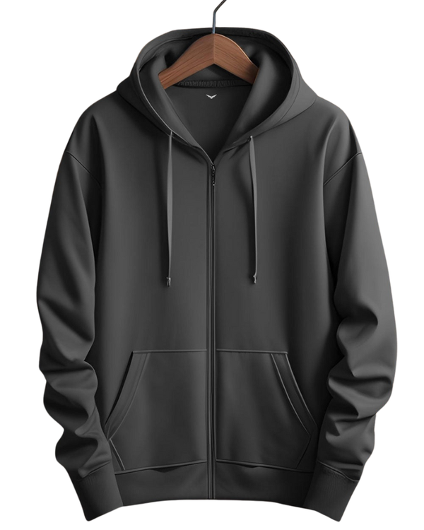 Stylish Casual Zipper Hoodie with Kangaroo Pockets & Drawstring Hood