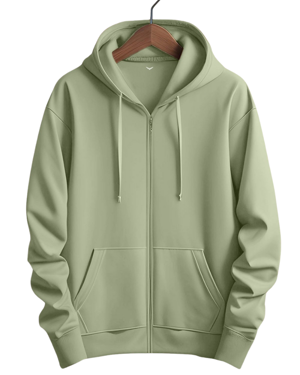 Stylish Casual Zipper Hoodie with Kangaroo Pockets & Drawstring Hood