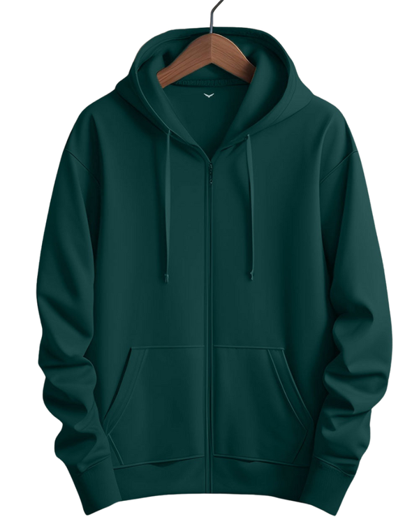 Stylish Casual Zipper Hoodie with Kangaroo Pockets & Drawstring Hood