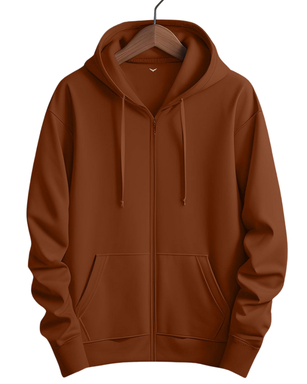 Stylish Casual Zipper Hoodie with Kangaroo Pockets & Drawstring Hood