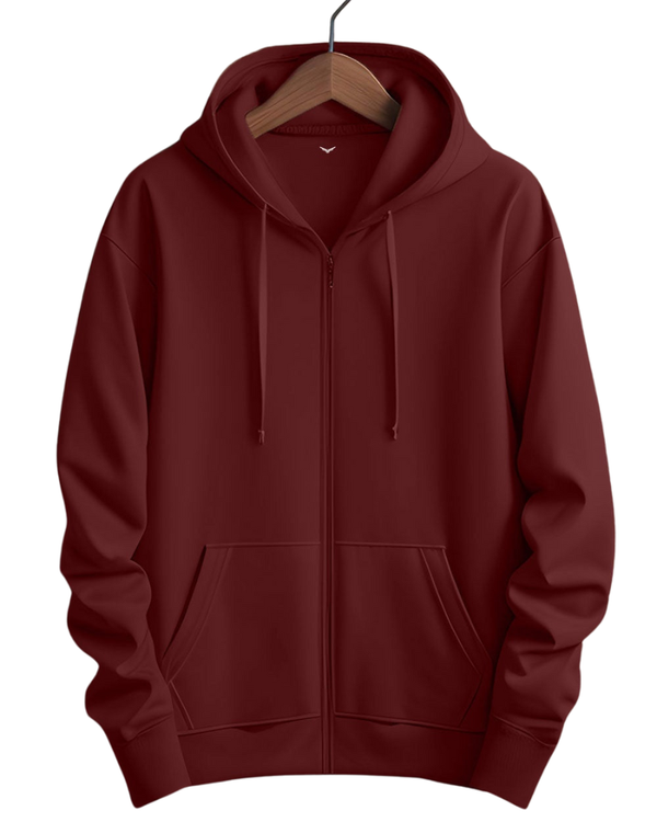 Stylish Casual Zipper Hoodie with Kangaroo Pockets & Drawstring Hood