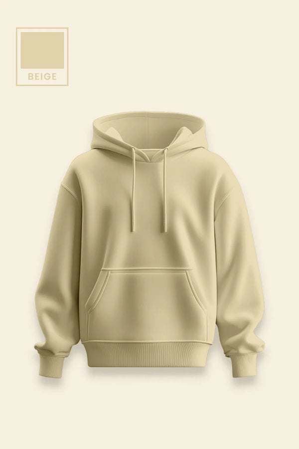 Beige Solid Regular Hoodie
