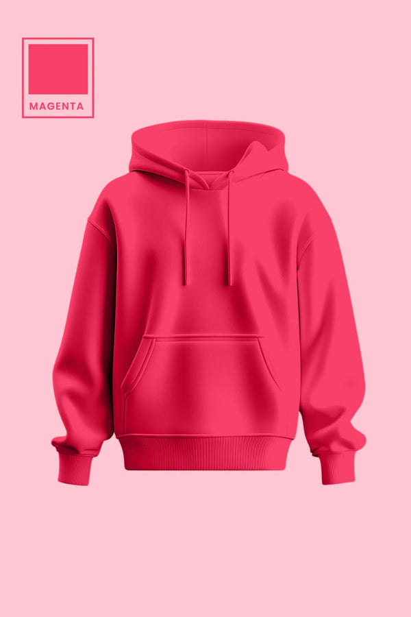 Magenta Plain Regular Fit Hoodie